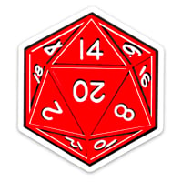 D20 RED Waterproof Vinyl Sticker