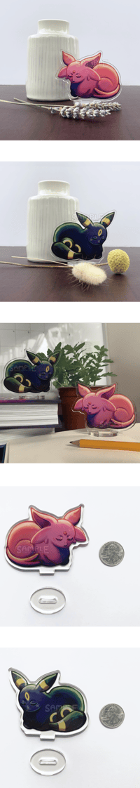 Eeveeloution Sleeping Buddy - Pokemon Loaf Espeon and Umbreon Acrylic Display Standee