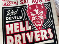 Image 2 of Red Devils Hell Drivers Thrill Show Linocut Print FREE SHIPPING