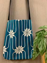 Image 2 of MARKET BAG - BLACK WITH TURQUOISE/WHITE RETRO