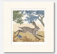 Image 4 of HAND DRAWN RUNNING HARE  SIGNED ART PRINT