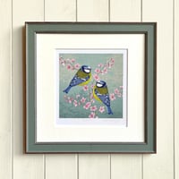 Image 3 of HAND DRAWN BLUE TIT SIGNED ART PRINT