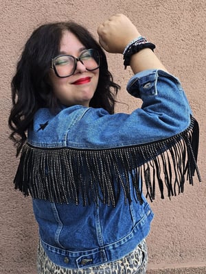 Chaqueta vaquera flecos