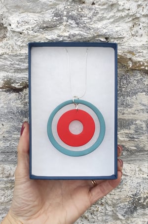 Image of Sky Blue/ Red Circle Pendant