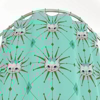 Image 3 of Starburst Kitten Mint Green Shower Curtain