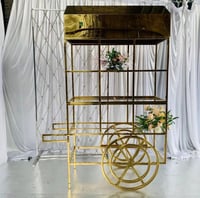 Gold stainless steel display cart