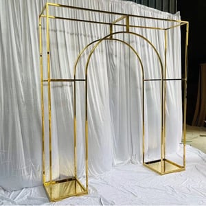 Image of Gold stainless steel backdrop  : square frame  with inner n shape arch 