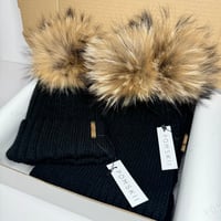 Image 1 of Black Hat and Scarf Set