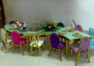 Image of Kids s sepantine table  gold stainless steel table frame with glasse top