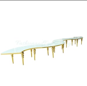 Image of Kids s sepantine table  gold stainless steel table frame with glasse top