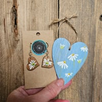 Image 1 of Daisy Earring & Daisy Heart Decoration gift pack.