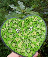 Image 2 of Oak leaf green man slate heart 