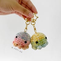 Fluffy Rainbow Octopus Keychains