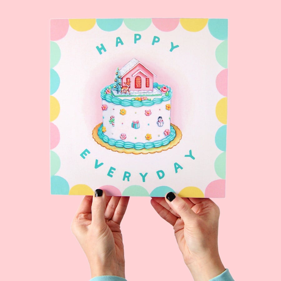 Image of Putz House Cake - Happy Everyday plaque