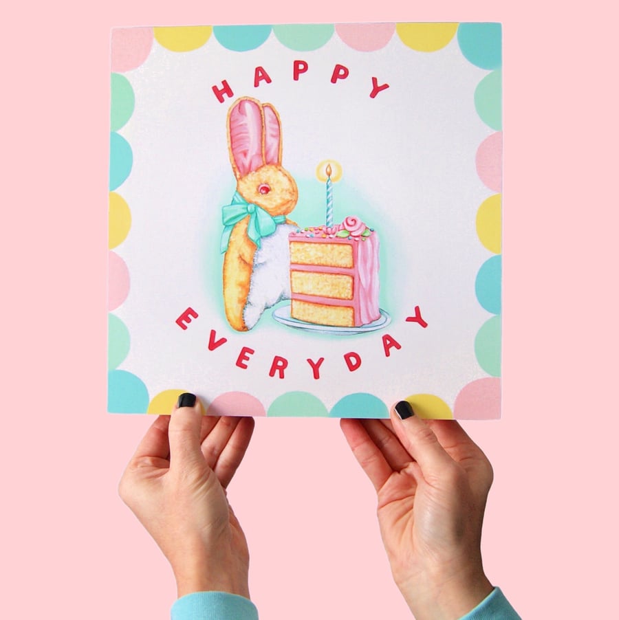 Image of Bunny & Cake - Happy Everyday plaque