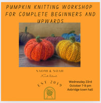 Image 1 of Pumpkin 🎃 knitting workshop for complete beginners upwards Wednesday October 23rd 7-9pm