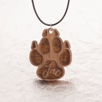 Image 3 of Dog Paw - Personalised Wooden Pendant - Gift for Dog Lovers