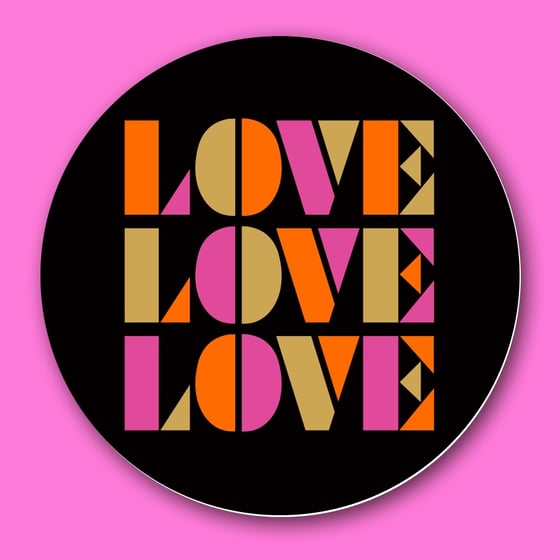 Image of “LOVE, LOVE, LOVE” GOLD/PINK/ORANGE  STICKER 3 PACK.