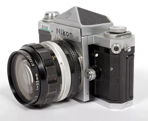 Image of Nikon F 35mm SLR film camera with Nikkor O 35mm F2 lens #9349