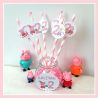 Peppa Pig Inspired Party Straws, Peppa Drinking Straws, PeppaTable Decor, ANY AGE