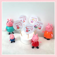 Image 1 of Personalised Peppa Pig Inspired Cupcake Picks,Peppa Pig Food Picks,Peppa Pig Party Decor