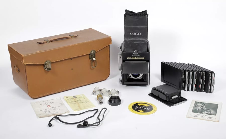 Image of Graflex RB Super D 3X4 Camera w/ 152mm Lens +holders +roll film back +MORE #4176