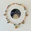 totoro persimmon and leaf gold handmade necklace