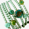 Lot of 7 - Spring Fleur Mint Czech Glass Bead Bracelet