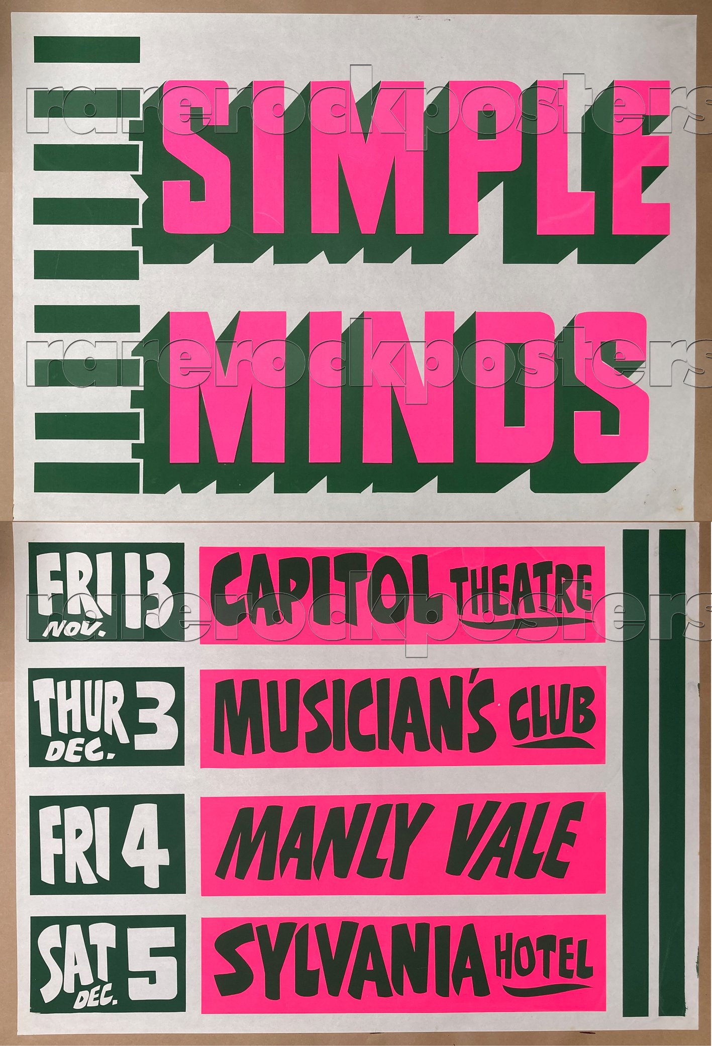 SIMPLE MINDS ~ORIGINAL 1981 AUSTRALIAN TWO SHEET TOUR STREET POSTER~ SYDNEY