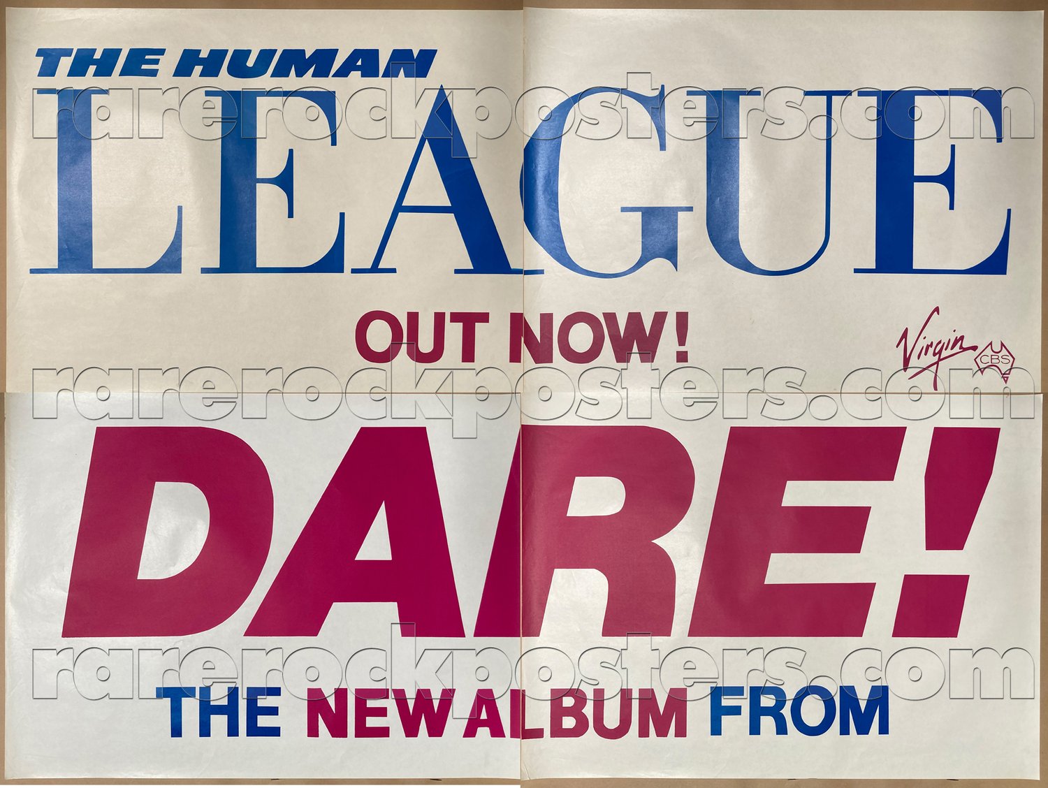 HUMAN LEAGUE ~ DARE! ~ ORIGINAL 1981 AUSTRALIAN FOUR SHEET PROMO STREET POSTER