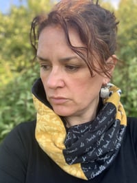 Image 1 of NECKWARMER SCARF - MUSTARD AND CHARCOAL