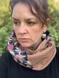 Image 1 of NECKWARMER SCARF - BROWN AND BANKSIA FLOWER