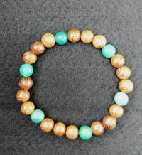 Natural wood and Green Banded Agate