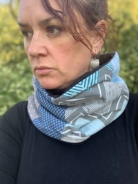 Image 3 of NECKWARMER SCARF - PALE BLUE AND GREY