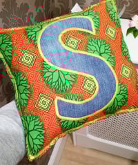 Image 1 of African Fabric Letter Cushion 