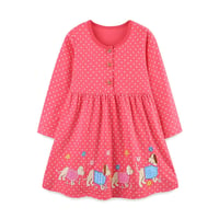 Pink Long Sleeve Spot Dress- Sausage Dog