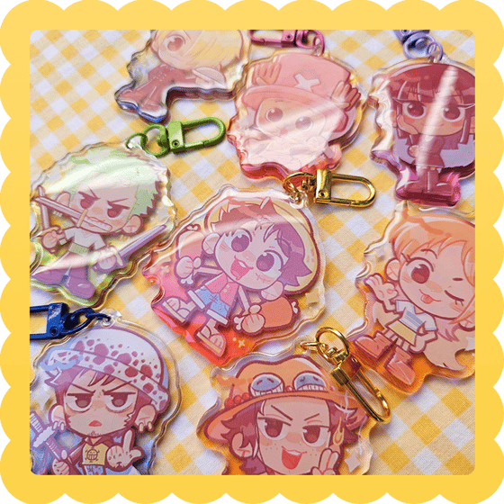 Image of pre/post time skip OP ✨ epoxy acrylic charm