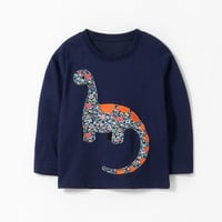 Image 1 of Navy Floral Dinosaur T Shirt