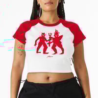 Image 2 of "Demon, Angel, Baby-Gurl" Adult's T in pink By Polly Nor