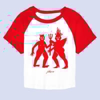Image 1 of "Demon, Angel, Baby-Gurl" Adult's T in pink By Polly Nor