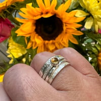 Image 1 of Sterling Silver Raw Silk Texture Spinner Ring with Citrine 