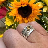 Image 3 of Sterling Silver Raw Silk Texture Spinner Ring with Citrine 