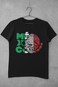 Image 2 of Mexico Tri-Color T-Shirt with Eagle Design.