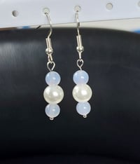 Angelite and Pearl earrings.