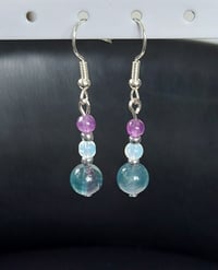 Fluorite, Opalite and Purple Jade earrings