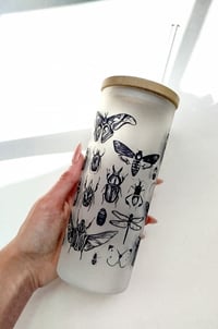 Image 1 of Insect Glass coffee cup with straw.