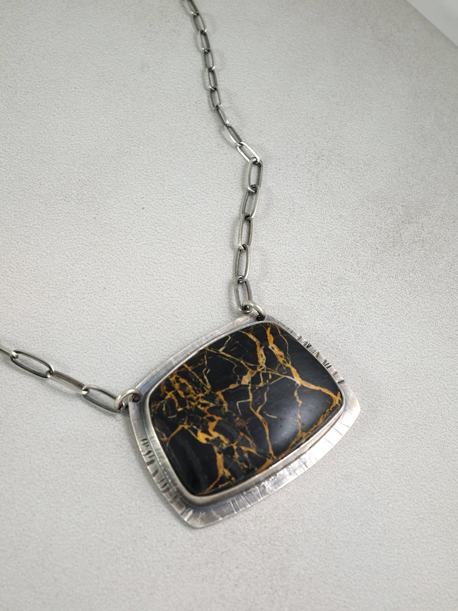 Image of Iron Buffalo and Sterling Silver Necklace