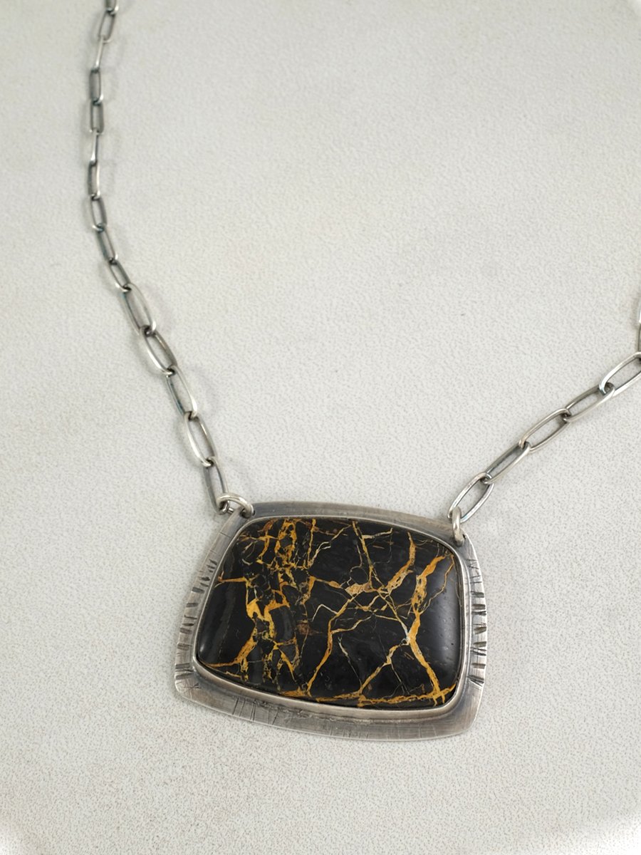 Image of Iron Buffalo and Sterling Silver Necklace