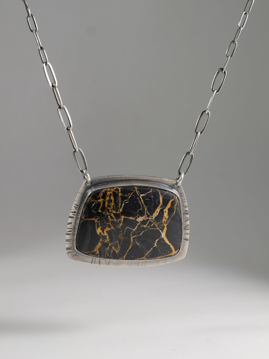 Image of Iron Buffalo and Sterling Silver Necklace