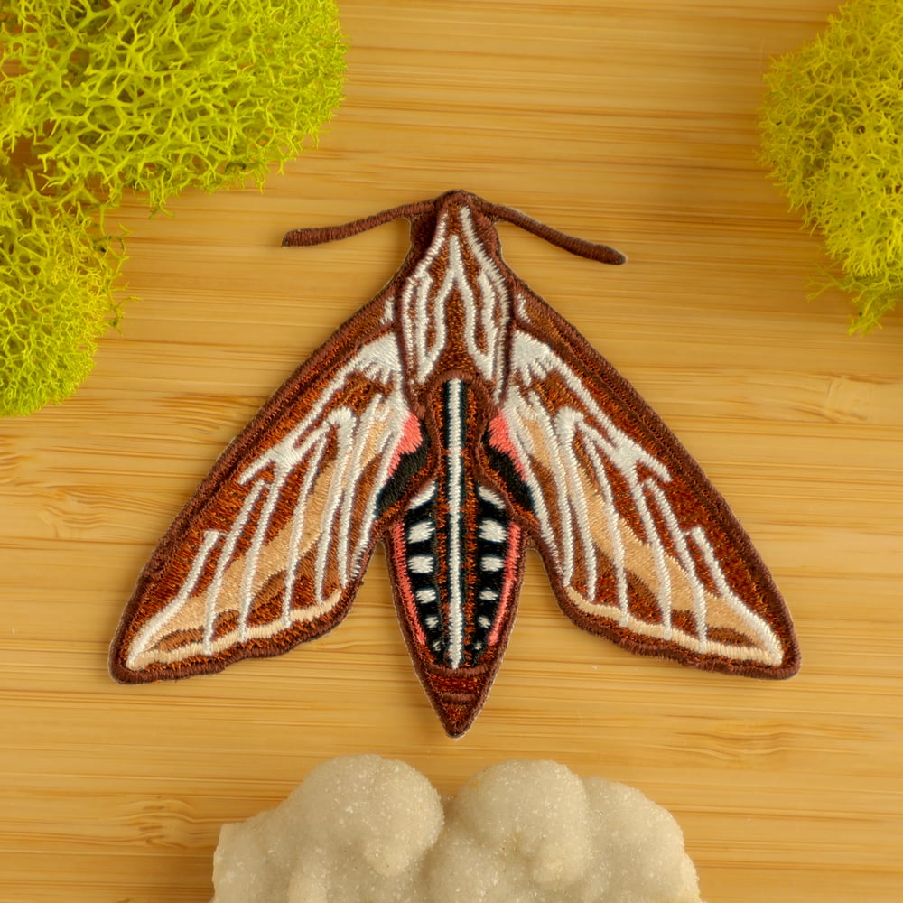 White-lined Sphinx Moth Iron-On Patch